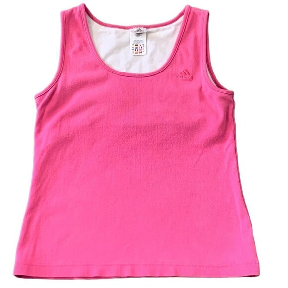 Adidas Ribbed Knit Tank Top with Shelf Bra Sz L Pink #1V - Picture 2 of 8